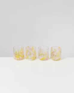 Motel a Miio Gläser>Alegria 4Er Set Glas Klein Big Drops Rosa Gelb