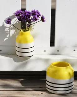 Motel a Miio Bebe>Bebe Vase Gelb Schwarz Gestreift