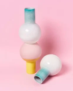 Motel a Miio Vasen>Bola Vase M Grun Rosa Gesprenkelt