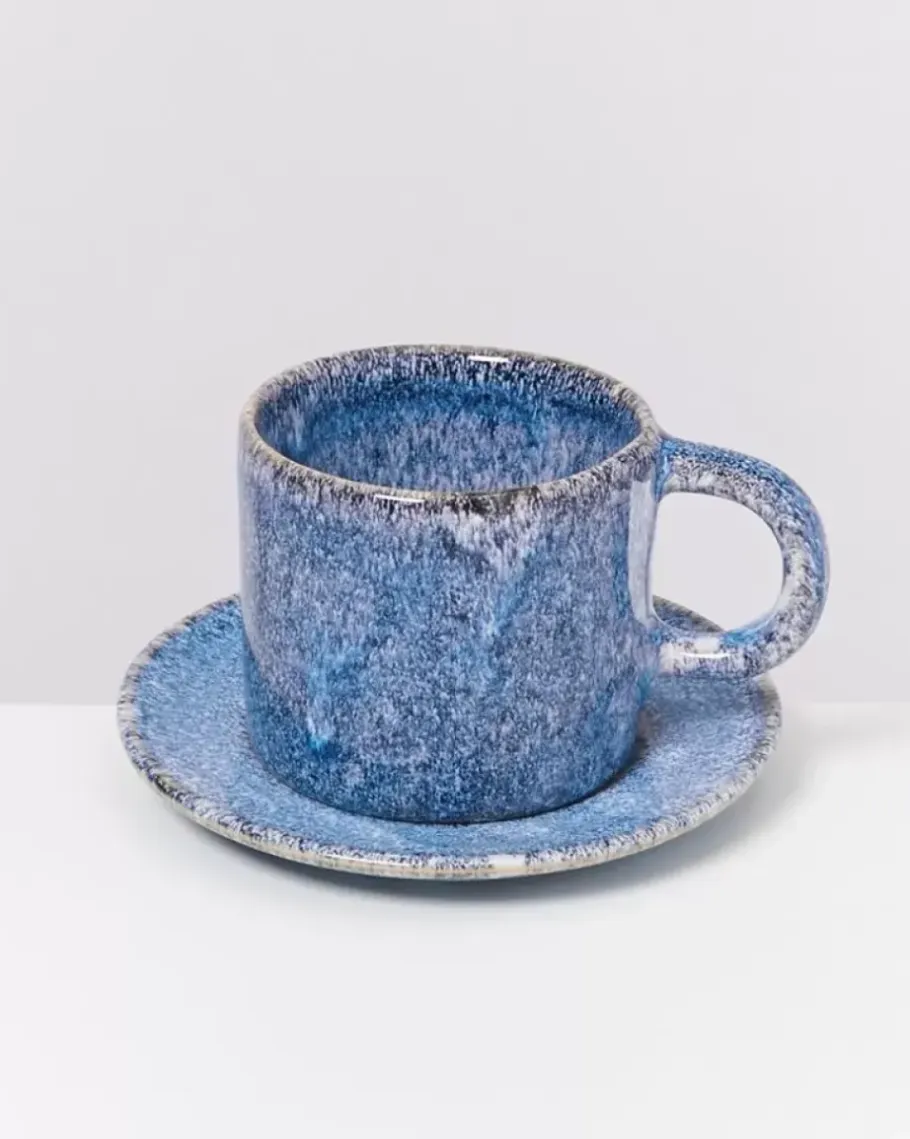 Motel a Miio Große Tassen>Cordoama Untertasse Blau Gesprenkelt
