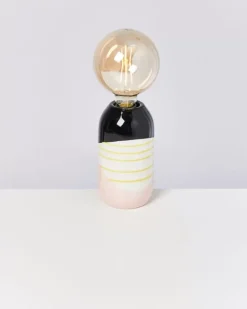 Motel a Miio Lampen>Farol Lampe Schwarz Rosa Gelb Gestreift