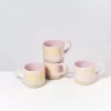 Motel a Miio Tassen & Becher Sets>Nodoa 4Er Set Tasse Rosa Gelb Gestreift