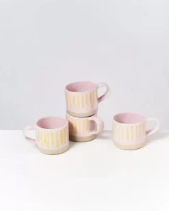 Motel a Miio Tassen & Becher>Nodoa 4Er Set Tasse Rosa Gelb Gestreift