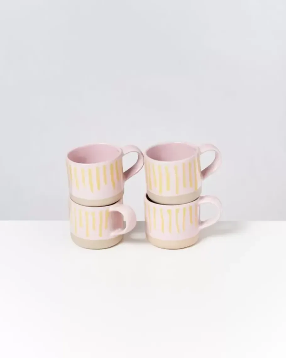 Motel a Miio Tassen & Becher>Nodoa Tasse Rosa Gelb Gestreift