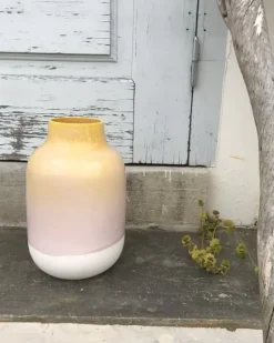 Motel a Miio Vasen>Nuno Vase L Gelb Rosa Gesprenkelt