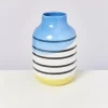 Motel a Miio Nuno L>Nuno Vase L Schwarz-Weis Gestreift Mit Blau