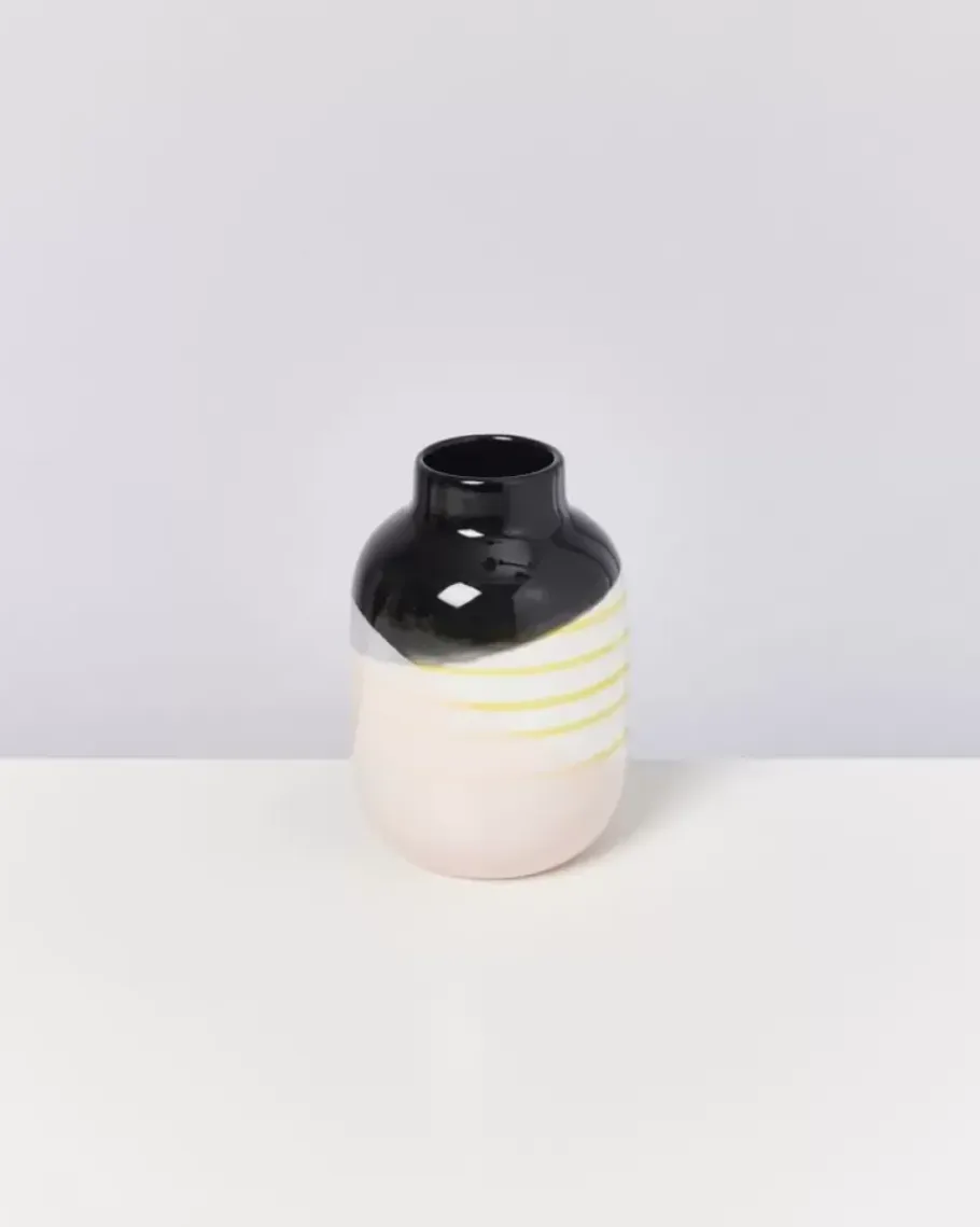 Motel a Miio Nuno M>Nuno Vase M Schwarz Rosa Gelb Gestreift
