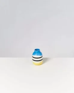 Motel a Miio Nuno S>Nuno Vase S Schwarz-Weis Gestreift Mit Blau